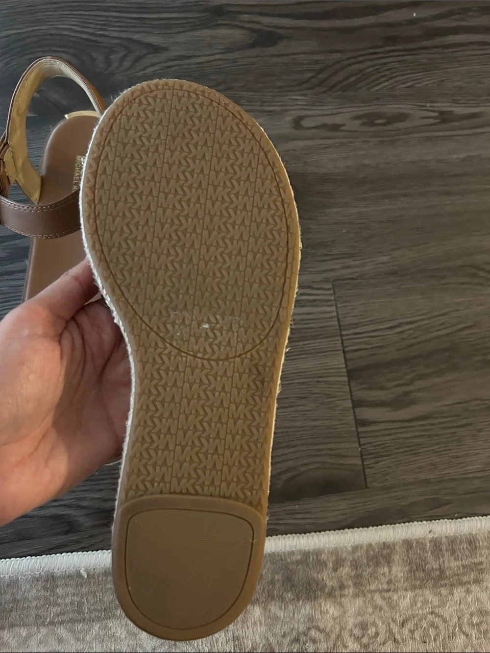NWOT Michael Kors Luggage Brown Leather Platform Espadrille Sandal